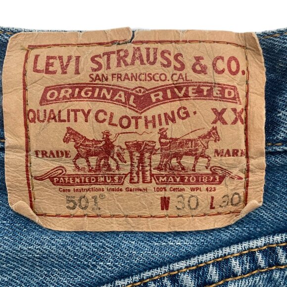 Vintage LEVI'S 501 Classic Straight Leg Ankle Jeans Blue - Picture 11 of 14